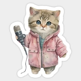 Cute Little Cat Singer Sticker